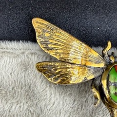 Vintage Dragonfly Brooch Gold Tone Insect Old