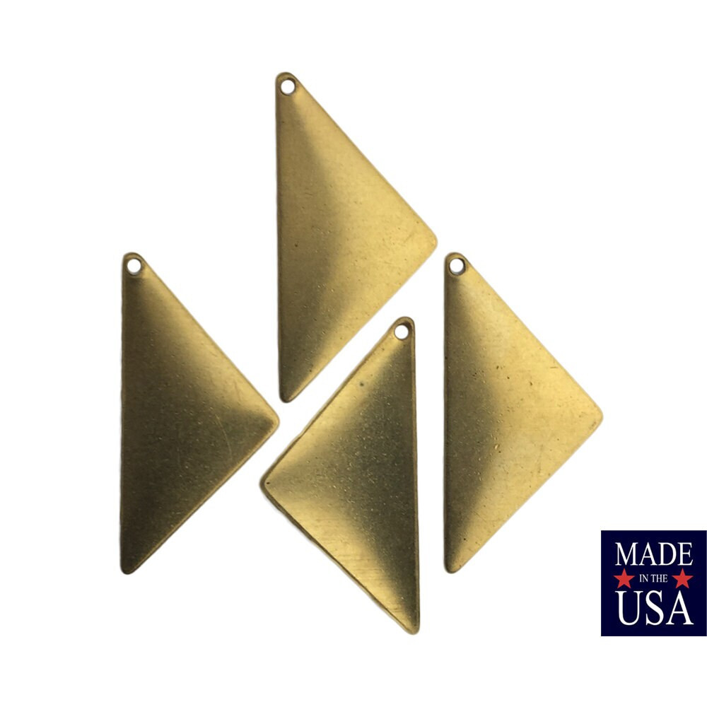 1 Hole Raw Brass Triangle Pendant Findings 25×12 (8) mtl447A