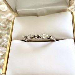 Vintage 925 Women’s Marquise Moissanite Band Half Eternity Stacking Ring 8.75