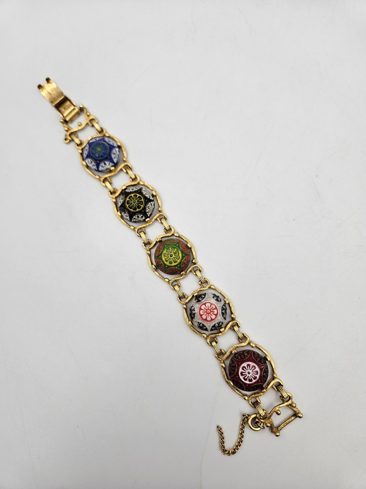 Juliana D&E Celebrity Moroccan Matrix Multi Cabochon Gold Tone Bracelet AS IS