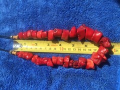 chinese china fine Necklace yes of Deep Red Bamboo Coral nuggets accented