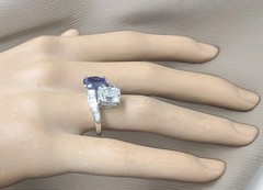 Vintage Platinum Toi Et Moi Ring 5.77CT.Natural Blue Sapphire Diamond GIA Cert