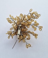 Vintage Exquisite Coral Brooch Pin Bead Lot Filigree Thailand Handmade Wire Bend