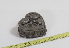 Torino Pewter Heart Birds Trinket Box W/ NECKLACE Earrings Brooch COMPLETE SET!
