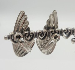 Napier Earrings Silver Tone Pierced Art Deco Vintage Floral 1.25 in