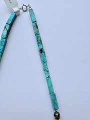 Sterling Silver TURQUOISE SEA SEDIMENT JASPER Rectangle Bead Necklace 18″ $160