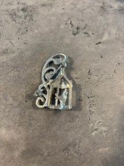 Vintage Silver Bird in Cage with Swirls Brooch Pin