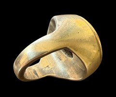 Modernist Baltic Amber Sterling Silver Dome Ring Size 8 Heavy 36.0g