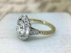 Art Deco Antique 3.30 Ct Diamond Vintage Engagement Ring 14K Yellow Gold Over