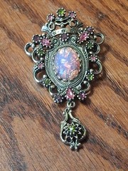 Vintage Sarah Coventry Contessa Brooch Faux Opal and Rhinestones Pretty