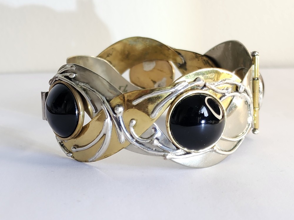 Ruth Rosenfeld Mixed Metal Onyx Bracelet