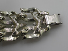 Vintage retro wide leafy links silver tone links chain bracelet 7″ Coro Pegasus