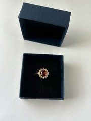 Vintage Red Cubic Zirconia Ring Gold Plated Womens Size 8.5