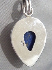 VINTAGE STERLING SILVER BLUE LAPIS LAZULI & SILVER MATRIX 1 5/8″ LAPIS PENDANT