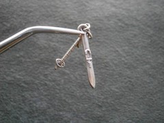 Single Snow Ski & Pole Vintage 925 Sterling Silver Bracelet Charm Pendant