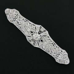 Antique Edwardian Platinum 2.25ctw Old European Diamond Milgrain Open Bar Brooch