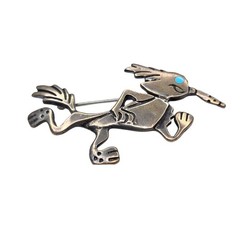 Southwestern Cartoon Running Roadrunner Sterling Silver 925 Brooch Pin