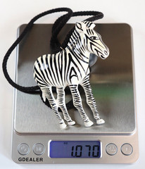 VTG Large Standing Zebra Necklace Black White Striped Boho Statement Africa
