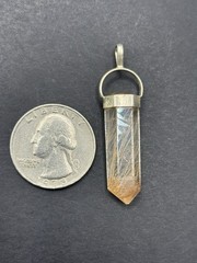 Vintage Sterling Silver Rutilated Quartz Pendant Crystal G20