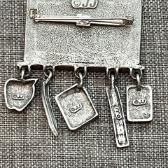 JJ Teachers Pin Brooch 2 In Silver Pewter Math Geometry School Charm Chalk Board