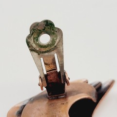 Rame Modernist Artisan Copper Fishbone Clip On Earrings Worn Distressed