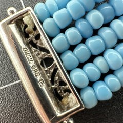 Ross-Simons Blue Bead w/Marquise 6-Strand 925 Silver Necklace 17 & Bracelet 7.25
