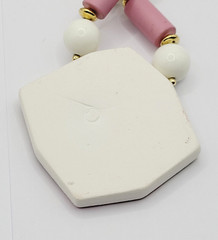 Hand Painted Porcelain Ceramic Pendant Beaded Vintage Necklace 30 Inch Japan