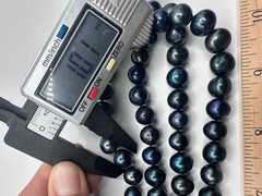 44″ 10mm Black Potato Pearl Necklace Blue Green Long Rope Handknotted