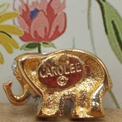 Carol Lee Pearl Elephant Pin Emerald Eye