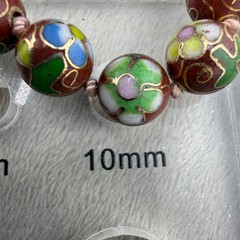Vintage Cloisonne Beaded Necklace Red Chinese Export Gold Tone Enamel 24”