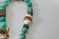 Vtg Mosaic Glass Beads Tibetan Stone Bead Chunky ethnic revival boho PC21