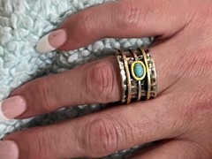 Anthropologie Boho Spinner Ring with Turquoise Stone – Wide Band Size 7.5