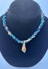Vtg O’Neill Y2K Wood Bead Shell Necklace Surf Beach Core Ocean Vacation 16 1/2”