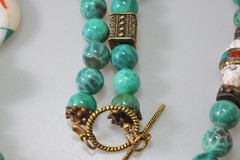 Vtg Mosaic Glass Beads Tibetan Stone Bead Chunky ethnic revival boho PC21