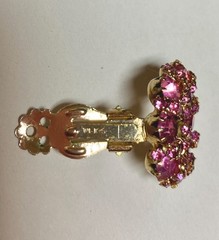 WEISS Circle Brooch & Earrings Set~Pink Austrian Crystal Rhinestones~VTG Jewelry