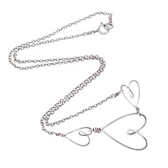 Vintage Sterling Silver 925 Triple Heart Necklace 16.5″