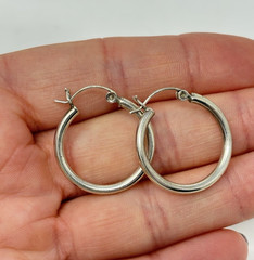 Vintage 925 Sterling Silver 2.5mm Hollow Tube Hoop Earrings 1″