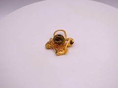 Flower Basket Brooch Pin Enamel Rinestone Gold Toned Vintage Retro 1.5 Inches
