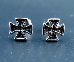 Iron Cross Earrings NEW Vintage 80’s Stud/Post Motorhead Biker Heavy Metal