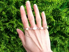 9.50Ct White Opal and 0.24Ct Diamond 15k Yellow Gold Necklace / Bracelet Set
