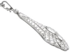 Antique Art Deco 3.51Ct Diamond and 18k White Gold Pendant Circa 1925