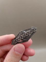 Judith Jack Marcasite Sterling Silver Brooch Pin Abstract