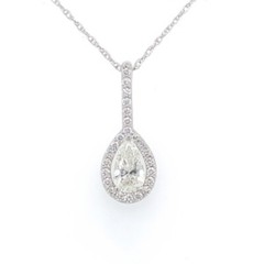 Platinum GIA .65ct Genuine Natural Pear Cut Diamond Pendant Jewelry (#J5927)