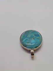 BARSE 925 STERLING SILVER Large Open Back Stabilized TURQUOISE PENDANT,16.7 grms