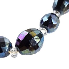 Vintage West Germany AB Crystal Glass Bead Necklace Peacock Iridescent Choker