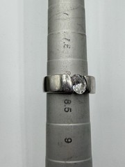Sterling Silver Band With Tension Set CZ Modernist 925 Band size 8 US