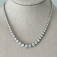 Ross Simons 925 Sterling Silver Clear CZ Sparkly Graduated Tennis Necklace 17″