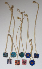 Vintage 1970/80’s Artist Enamel Necklace Hand Painted Pendant Lot of 9