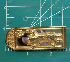 VTG Signed AJC Gold Tone “Cat Looking in Mirror Chasing Butterfly” Brooch