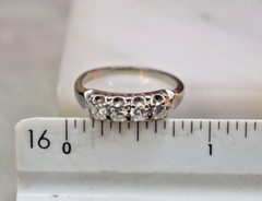 Vintage Jabel 18K White Gold 4 Diamond ring sz 7.3